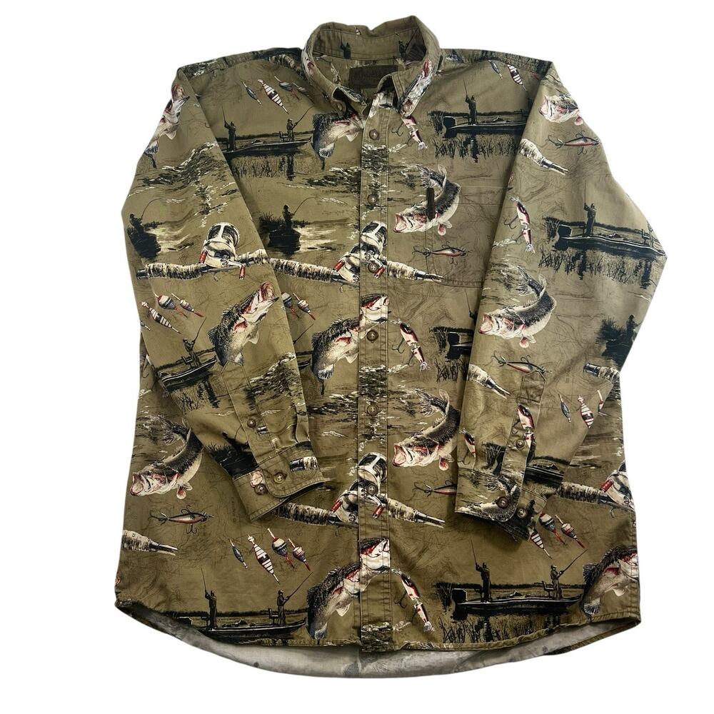 Vtg Magellan Sz M Button Down Shirt‎ Fishing Outdoor Grunge Gorpcore Long Sleeve